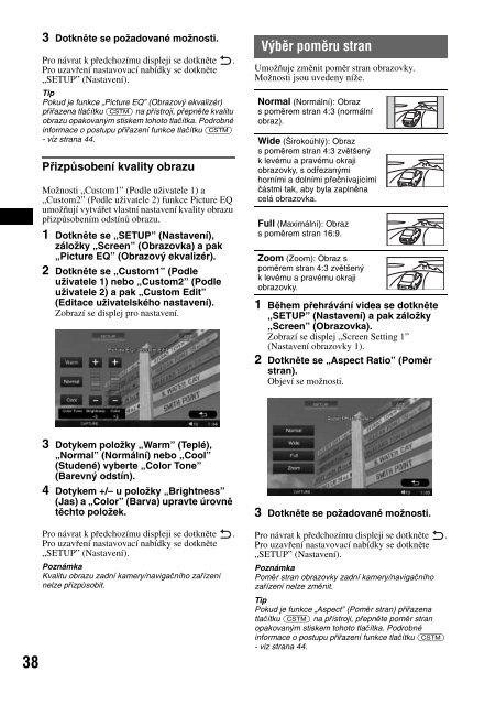 Sony XAV-W1 - XAV-W1 Consignes d&rsquo;utilisation Tch&egrave;que