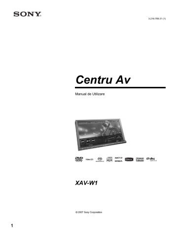 Sony XAV-W1 - XAV-W1 Consignes dâutilisation Roumain