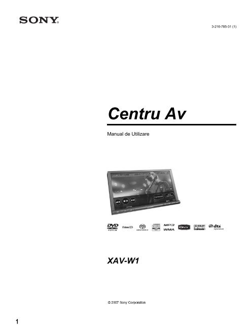 Sony XAV-W1 - XAV-W1 Consignes d&rsquo;utilisation Roumain