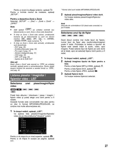 Sony XAV-W1 - XAV-W1 Consignes d&rsquo;utilisation Roumain