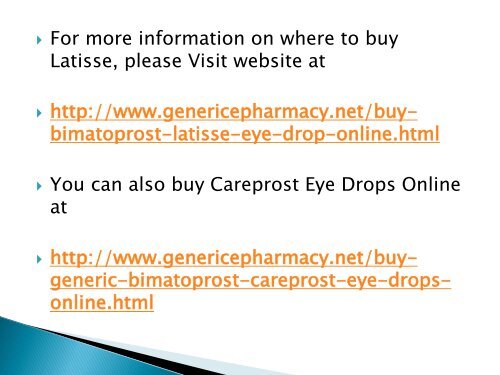 Buy Latisse Online Bimatoprost Eye Drops for Eyelash Growth at GenericEPharmacy