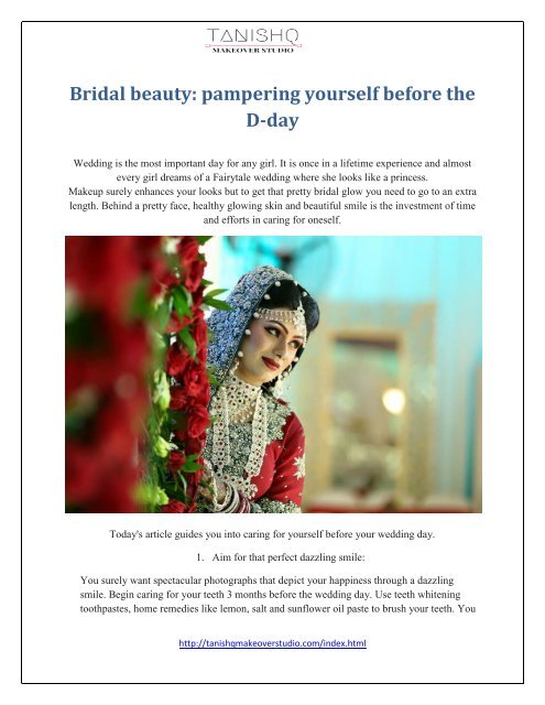 Bridal beauty pampering yourself before the D-day
