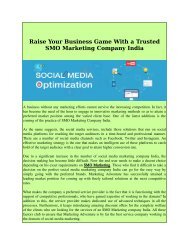 Raise Your Business Game With a Trusted SMO Marketing Company India