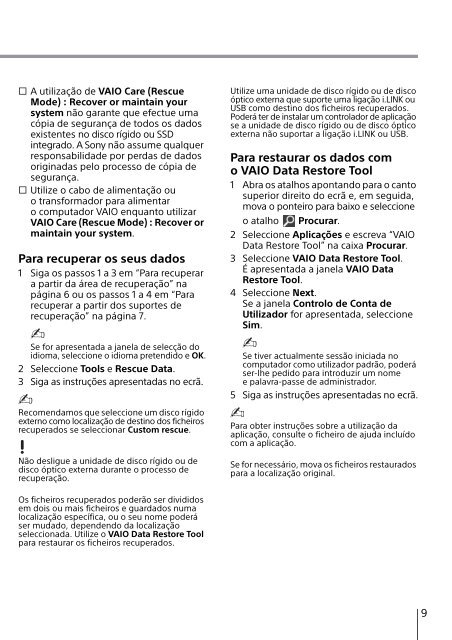 Sony SVE1512M1E - SVE1512M1E Guide de d&eacute;pannage Portugais