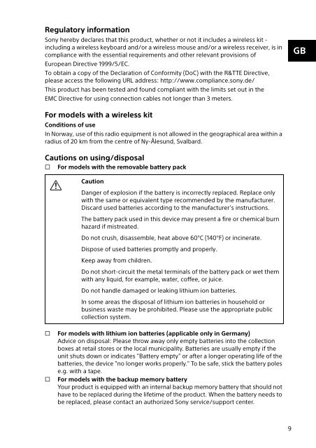 Sony SVE1512M1E - SVE1512M1E Documents de garantie Serbe