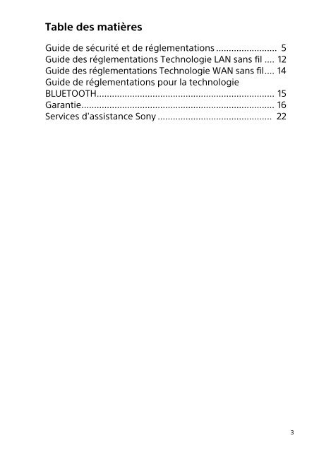 Sony SVE1512M1E - SVE1512M1E Documents de garantie Fran&ccedil;ais