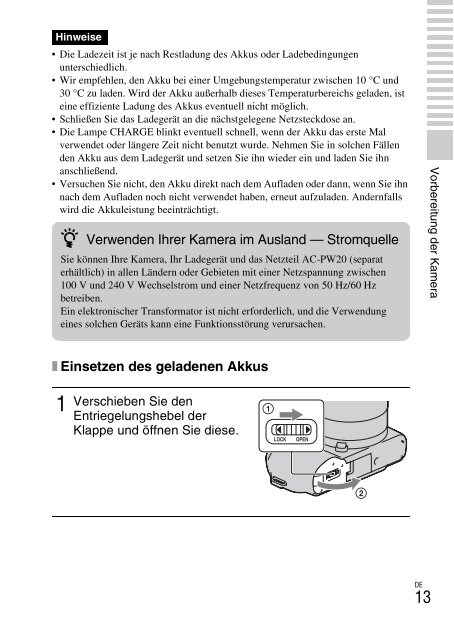 Sony NEX-C3A - NEX-C3A Consignes d&rsquo;utilisation Allemand