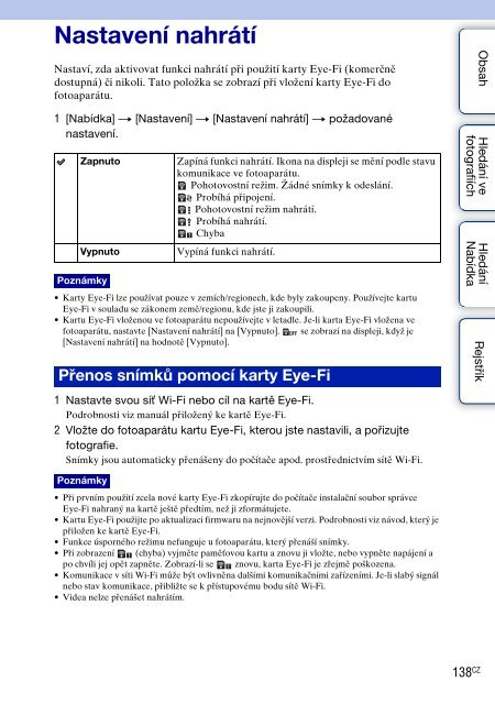 Sony NEX-C3A - NEX-C3A Consignes d&rsquo;utilisation Tch&egrave;que