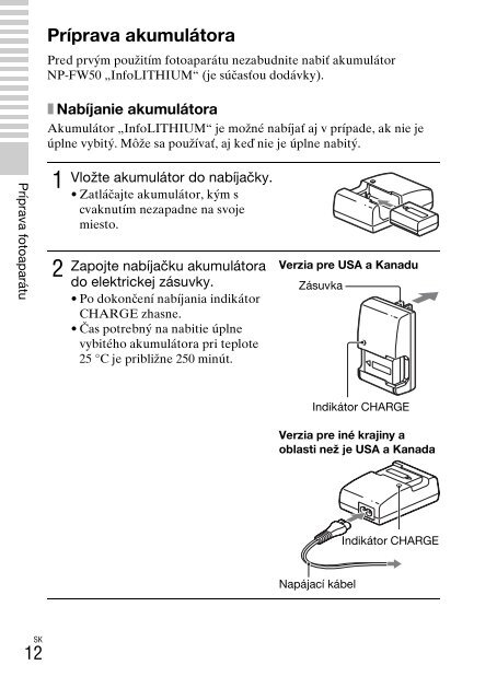 Sony NEX-C3A - NEX-C3A Consignes d&rsquo;utilisation Slovaque