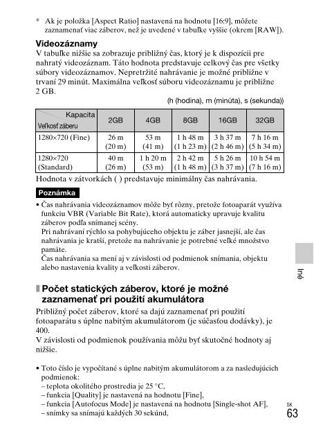 Sony NEX-C3A - NEX-C3A Consignes d&rsquo;utilisation Slovaque