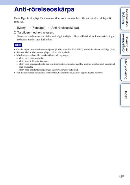 Sony NEX-C3A - NEX-C3A Consignes d&rsquo;utilisation Su&eacute;dois