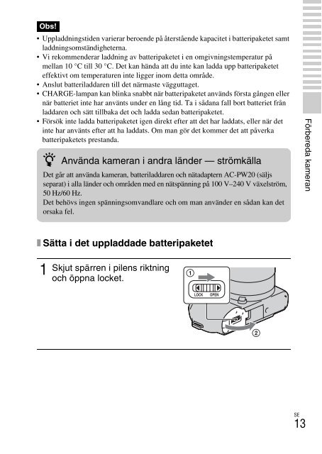 Sony NEX-C3A - NEX-C3A Consignes d&rsquo;utilisation Su&eacute;dois