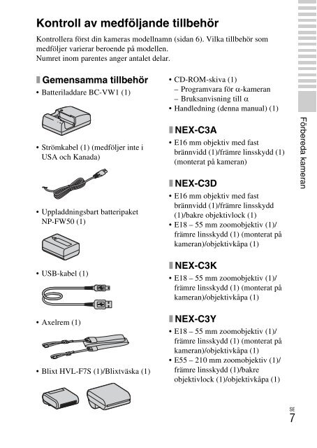 Sony NEX-C3A - NEX-C3A Consignes d&rsquo;utilisation Su&eacute;dois