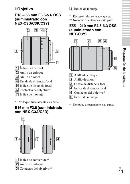 Sony NEX-C3A - NEX-C3A Consignes d&rsquo;utilisation Espagnol