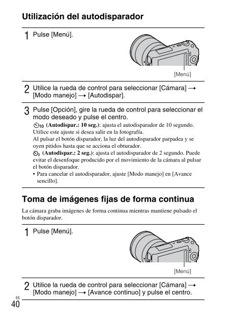 Sony NEX-C3A - NEX-C3A Consignes d&rsquo;utilisation Espagnol