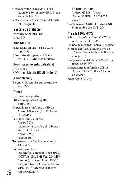 Sony NEX-C3A - NEX-C3A Consignes d&rsquo;utilisation Espagnol