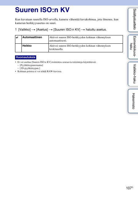 Sony NEX-C3A - NEX-C3A Consignes d&rsquo;utilisation Finlandais