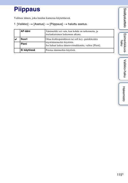 Sony NEX-C3A - NEX-C3A Consignes d&rsquo;utilisation Finlandais