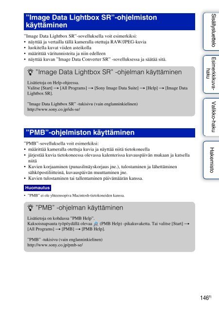 Sony NEX-C3A - NEX-C3A Consignes d&rsquo;utilisation Finlandais