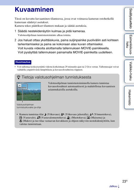 Sony NEX-C3A - NEX-C3A Consignes d&rsquo;utilisation Finlandais