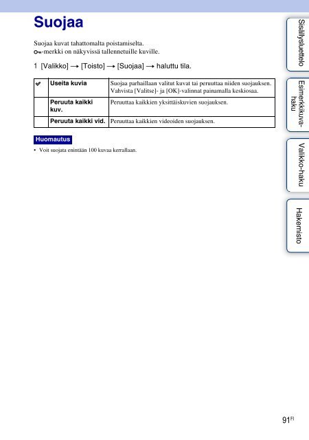 Sony NEX-C3A - NEX-C3A Consignes d&rsquo;utilisation Finlandais