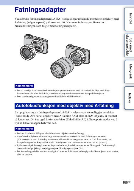 Sony NEX-C3A - NEX-C3A Consignes d&rsquo;utilisation Norv&eacute;gien