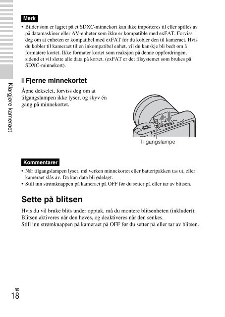 Sony NEX-C3A - NEX-C3A Consignes d&rsquo;utilisation Norv&eacute;gien