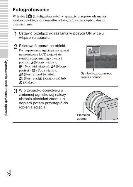 Sony NEX-C3A - NEX-C3A Consignes d&rsquo;utilisation Polonais