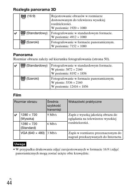 Sony NEX-C3A - NEX-C3A Consignes d&rsquo;utilisation Polonais