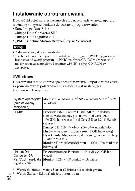 Sony NEX-C3A - NEX-C3A Consignes d&rsquo;utilisation Polonais