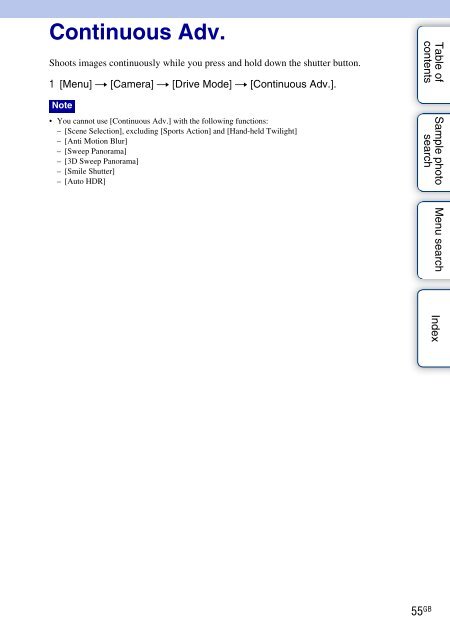 Sony NEX-C3A - NEX-C3A Consignes d&rsquo;utilisation Anglais