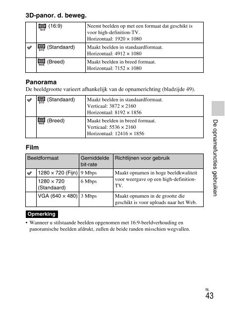 Sony NEX-C3A - NEX-C3A Consignes d&rsquo;utilisation N&eacute;erlandais