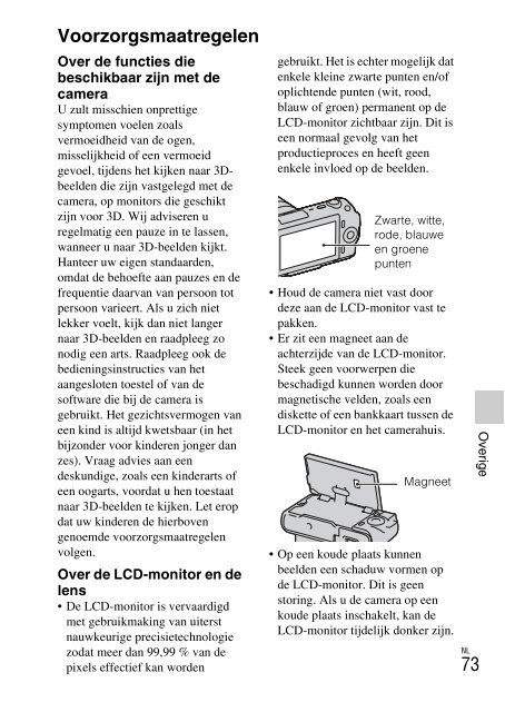 Sony NEX-C3A - NEX-C3A Consignes d&rsquo;utilisation N&eacute;erlandais