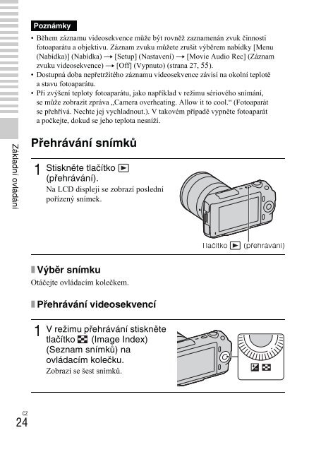 Sony NEX-C3A - NEX-C3A Mode d'emploi Tch&egrave;que