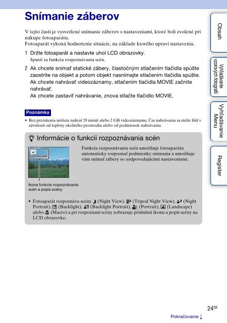 Sony NEX-C3A - NEX-C3A Consignes d&rsquo;utilisation Slovaque