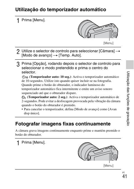 Sony NEX-C3A - NEX-C3A Consignes d&rsquo;utilisation Portugais