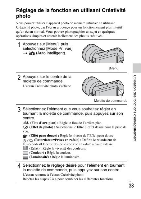 Sony NEX-C3A - NEX-C3A Consignes d&rsquo;utilisation Fran&ccedil;ais