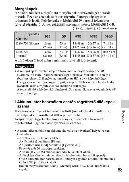 Sony NEX-C3A - NEX-C3A Consignes d&rsquo;utilisation Hongrois