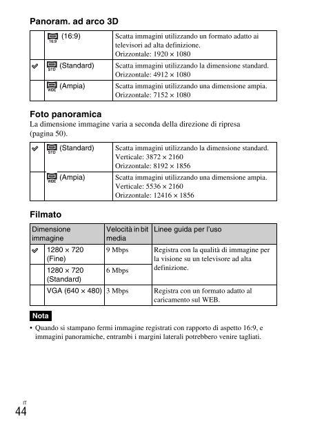 Sony NEX-C3A - NEX-C3A Consignes d&rsquo;utilisation Italien