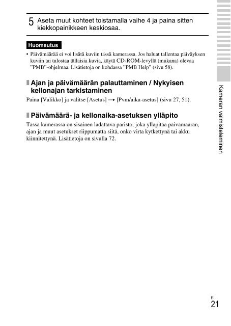 Sony NEX-C3A - NEX-C3A Consignes d&rsquo;utilisation Finlandais