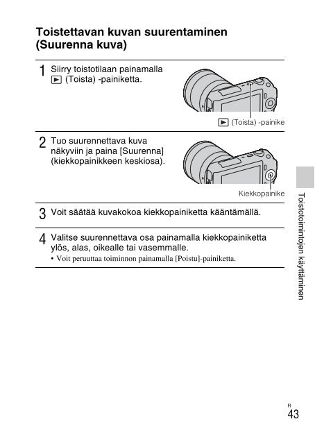 Sony NEX-C3A - NEX-C3A Consignes d&rsquo;utilisation Finlandais