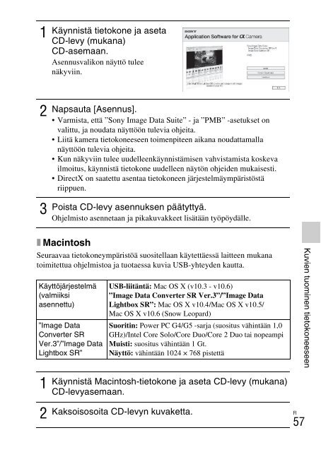 Sony NEX-C3A - NEX-C3A Consignes d&rsquo;utilisation Finlandais