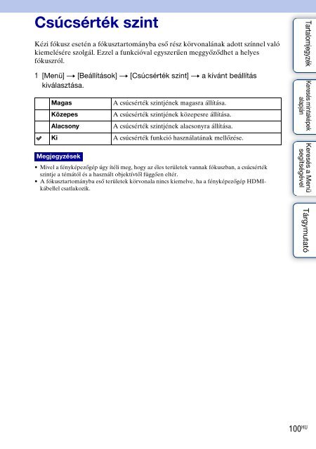 Sony NEX-C3A - NEX-C3A Consignes d&rsquo;utilisation Hongrois