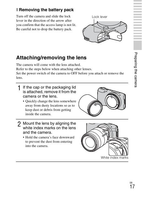 Sony NEX-C3A - NEX-C3A Consignes d&rsquo;utilisation Anglais