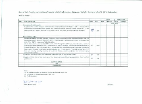 tender for comunity hall