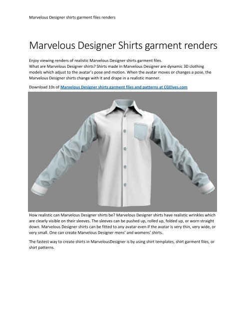 Marvelous Designer Shirts Garment Files