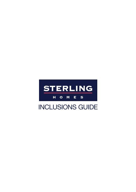 Sterling Homes Inclusions Guide 2018