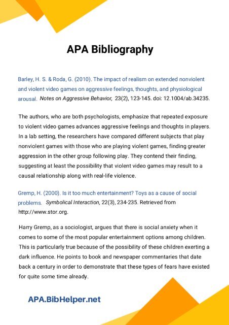 APA Annotated Bibliography Sample