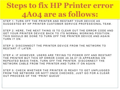 Call +1-800-597-1052  Fix HP Printer Error 4A04 | For HP help