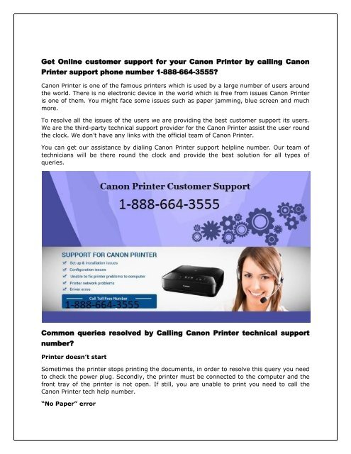 Get online canon printer customer support number 1-888-664-3555